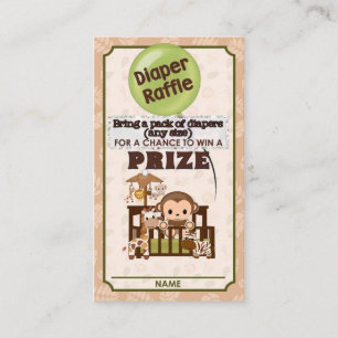 Monkey Baby shower DIAPER RAFFLE TICKETS Nali NJM Informatiekaartje