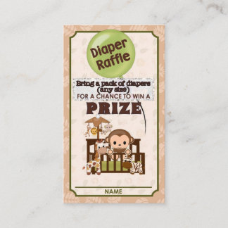 Monkey Baby shower DIAPER RAFFLE TICKETS Nali NJM Informatiekaartje