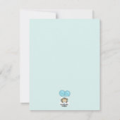 Monkey Baby shower FLAT#1 Dank u BLAUW Notitiekaartje (Achterkant)