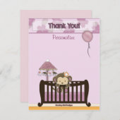 Monkey Baby shower FLAT#1 Dank u ORCHID Notitiekaartje (Voorkant / Achterkant)