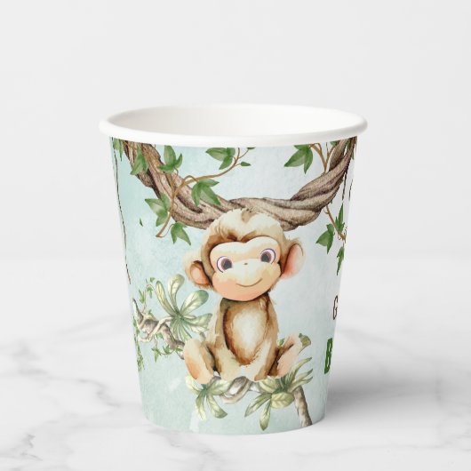 Monkey Baby shower gepersonaliseerde papieren beke Papieren Bekers (Voorkant)