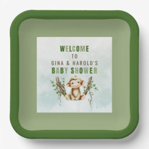 Monkey Baby shower gepersonaliseerde papieren Bord