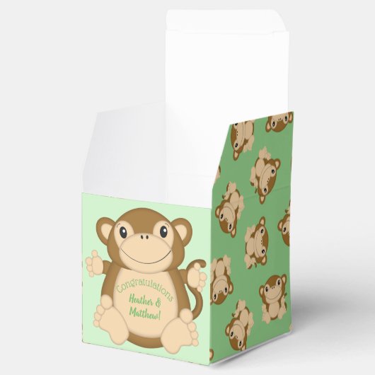Monkey Baby shower Green Bedankdoosjes (Geopend)