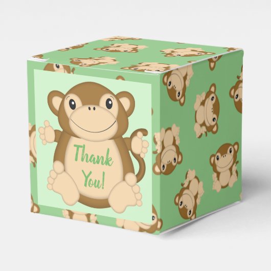 Monkey Baby shower Green Bedankdoosjes (Voorkant Zijde)