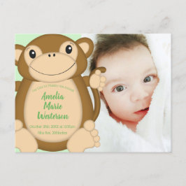 Monkey Baby shower Green Briefkaart
