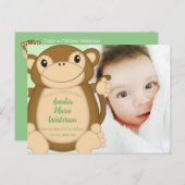 Monkey Baby shower Green Briefkaart (Voorkant / Achterkant)