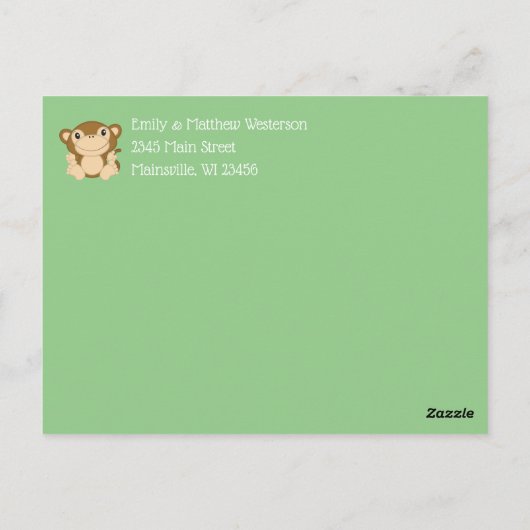 Monkey Baby shower Green Briefkaart (Achterkant)
