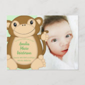 Monkey Baby shower Green Briefkaart (Voorkant)