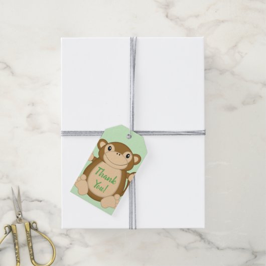 Monkey Baby shower Green Cadeaulabel (Met Touw)