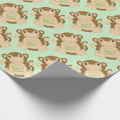 Monkey Baby shower Green Cadeaupapier (Hoek)