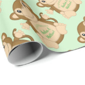 Monkey Baby shower Green Cadeaupapier (Rol Hoek)