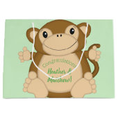 Monkey Baby shower Green Groot Cadeauzakje (Voorkant)