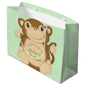 Monkey Baby shower Green Groot Cadeauzakje (Achterkant Gekanteld)