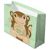 Monkey Baby shower Green Groot Cadeauzakje (Voorkant Gekanteld)