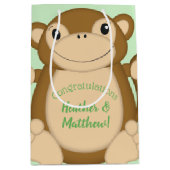 Monkey Baby shower Green Medium Cadeauzakje (Voorkant)