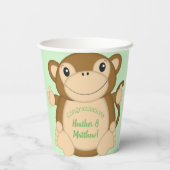 Monkey Baby shower Green Papieren Bekers (Achterkant)