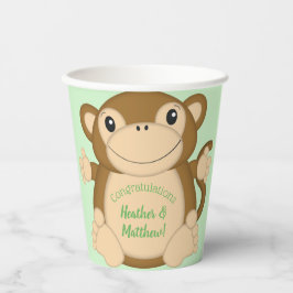 Monkey Baby shower Green Papieren Bekers