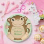 Monkey Baby shower Green Papieren Bordje (Feest)