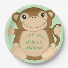 Monkey Baby shower Green Papieren Bordje