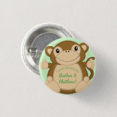 Monkey Baby shower Green Ronde Button 3,2 Cm (Voorkant /achterkant)