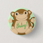 Monkey Baby shower Green Ronde Button 3,2 Cm (Voorkant)