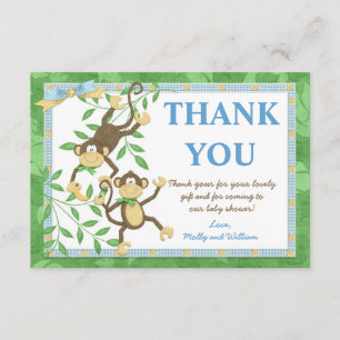 Monkey Baby shower - Hartelijk dank Bedankkaart