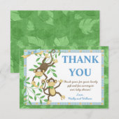 Monkey Baby shower - Hartelijk dank Bedankkaart (Voorkant / Achterkant)