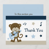 Monkey Baby shower - Hartelijk dank Bedankkaart (Voorkant / Achterkant)