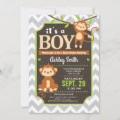 Monkey Baby shower Invitation Boy Kaart (Voorkant)