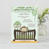 Monkey Baby shower Invitation CJ GREEN Kaart (Staand voorkant)