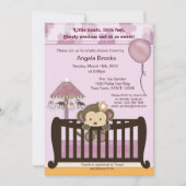 Monkey Baby shower Invitation CJ ORCHID Kaart (Voorkant)