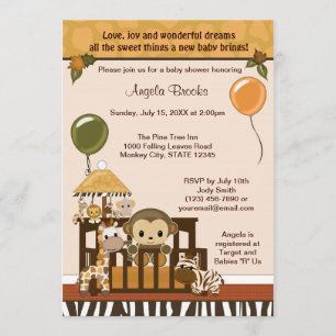 MONKEY Baby shower Invitation Herfst Oerwoud Safar Kaart