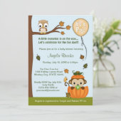 MONKEY Baby shower Invitation Herfst Pumpkin BOY Kaart (Staand voorkant)