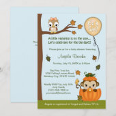 MONKEY Baby shower Invitation Herfst Pumpkin GIRL Kaart (Voorkant / Achterkant)