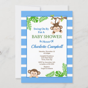Monkey Baby shower Invitation, Monkey Boy Invitati Kaart