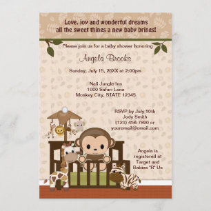 MONKEY Baby shower Invitation Nali Oerwoud NJM Kaart