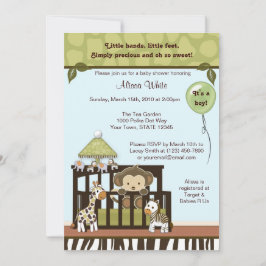 Monkey Baby shower Invitation oerwoud safari CA-B Kaart