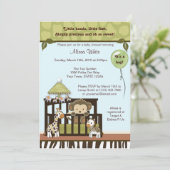Monkey Baby shower Invitation oerwoud safari CA-B Kaart (Staand voorkant)