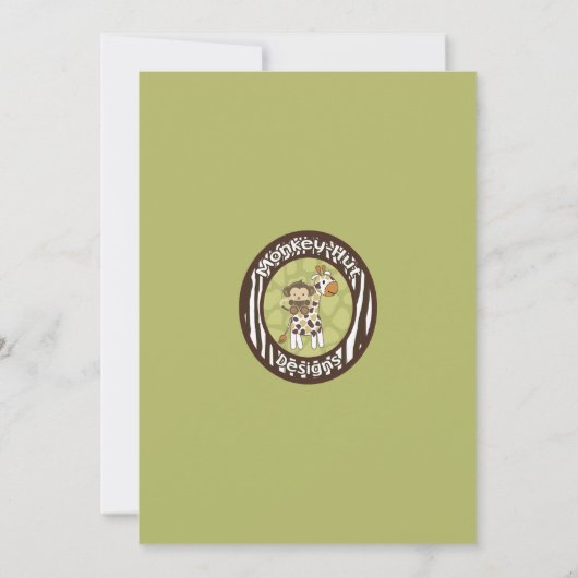 Monkey Baby shower Invitation oerwoud safari CA-B Kaart (Achterkant)