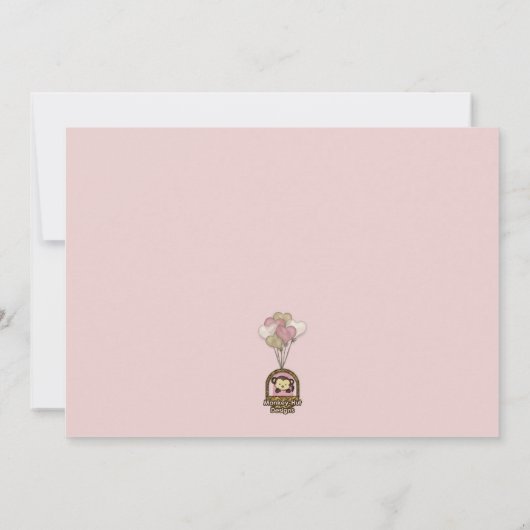 Monkey Baby shower Invitation PINK Kaart (Achterkant)
