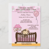 MONKEY Baby shower Invitation Wieg ORCHID CJ-O Kaart (Voorkant)