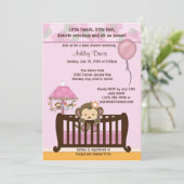 MONKEY Baby shower Invitation Wieg ORCHID CJ-O Kaart (Staand voorkant)