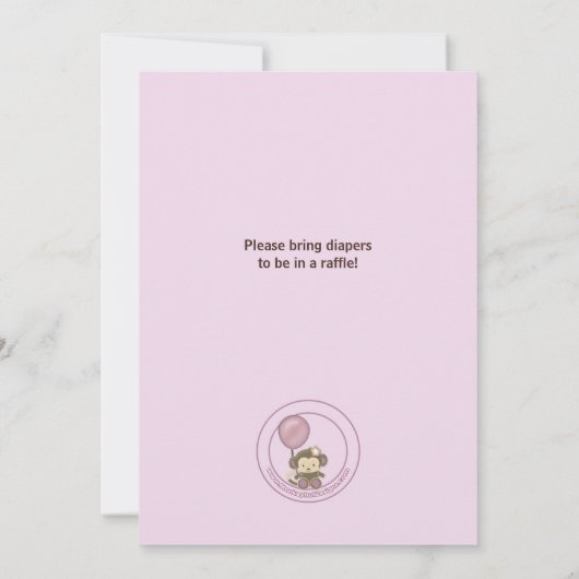 MONKEY Baby shower Invitation Wieg ORCHID CJ-O Kaart (Achterkant)