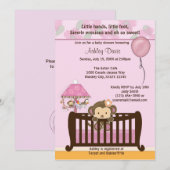 MONKEY Baby shower Invitation Wieg ORCHID CJ-O Kaart (Voorkant / Achterkant)