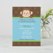 Monkey Baby Shower Invitting Boy Kaart (Staand voorkant)
