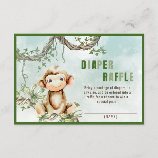 Monkey Baby shower Luier Raffle Behuizing Kaart (Voorkant)