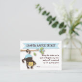 Monkey Baby shower Luier Raffle Ticket Insert Informatiekaartje (Staand voorkant)