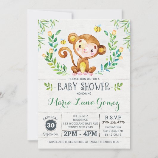 Monkey Baby shower Oerwoud Baby Boy Kaart (Voorkant)
