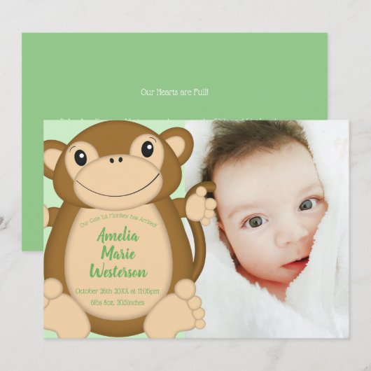 Monkey Baby shower Oerwoud Kaart (Voorkant / Achterkant)