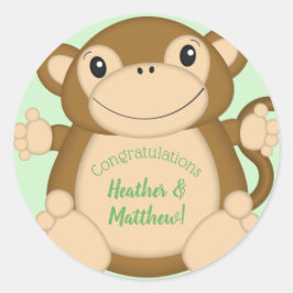 Monkey Baby shower Oerwoud Ronde Sticker